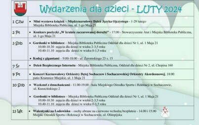 Zdjęcie do Wydarzenia dla dzieci - Luty 2024